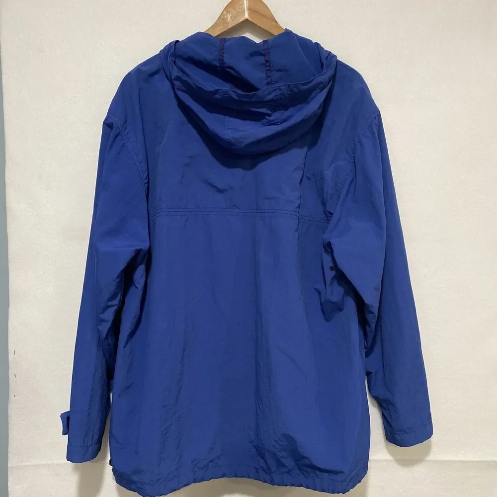 London Fog Mens‎ Royal Blue Hooded Anorak Half Zip Windbreaker Jacket Size M